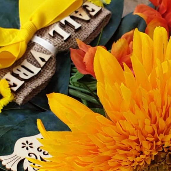 Sunflowers Fall Wreath Sign Thanksgiving Bird Sign Door Wall Hanger Decor Gift - Picture 6 of 6